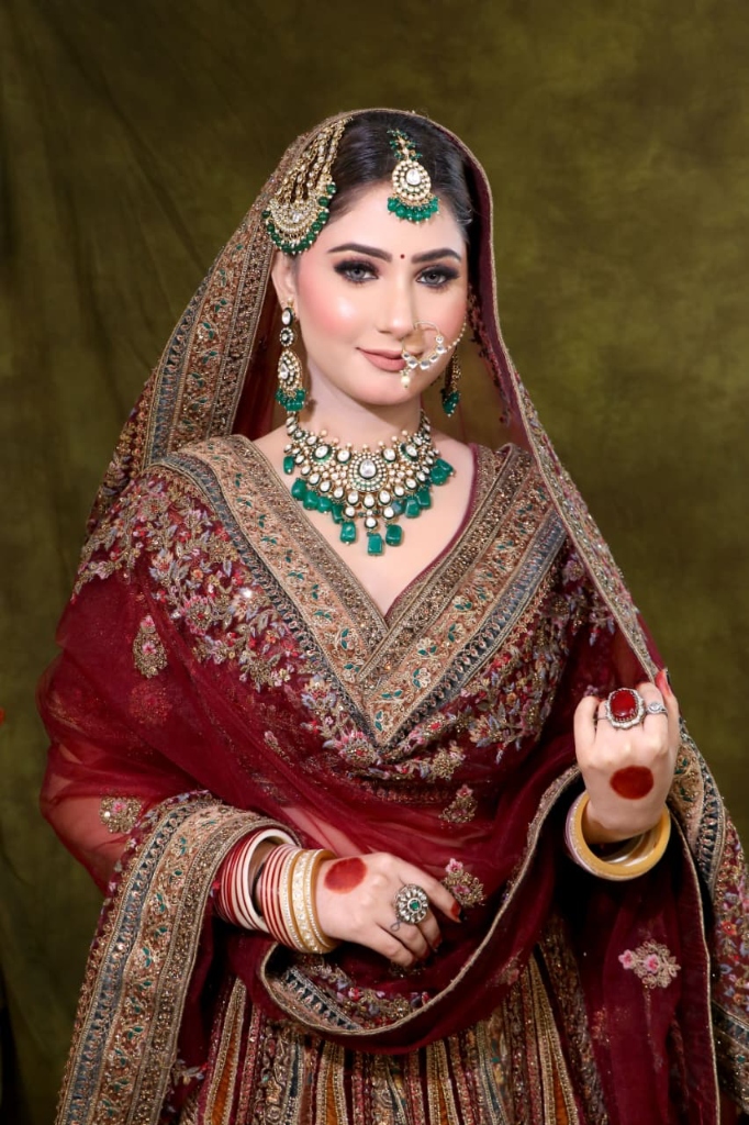 Royal Maroon Embroidered Bridal Look